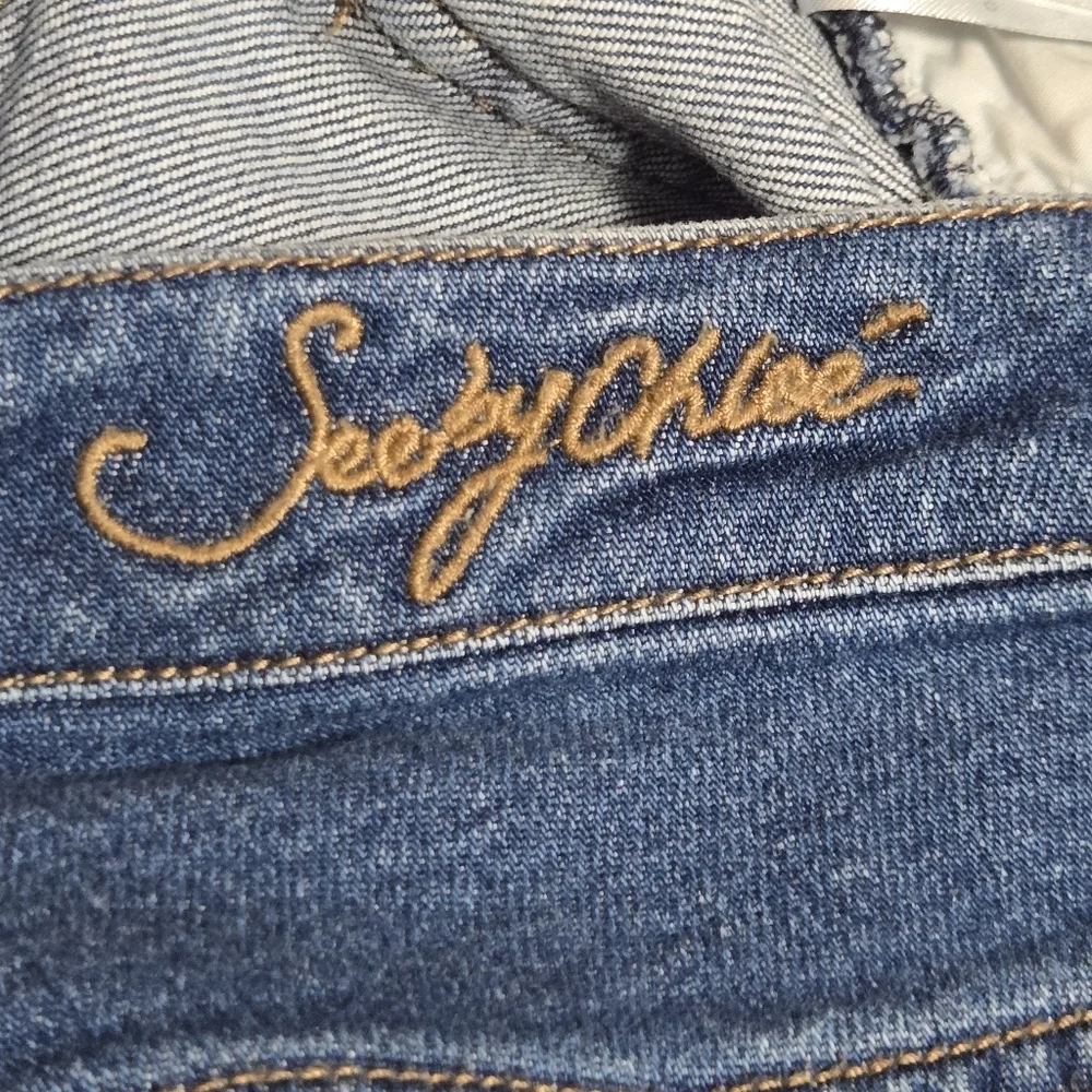 See By Chloe Womens Mid Rise Boho Embroidered Fray Hem Flare Leg Denim Jeans 28